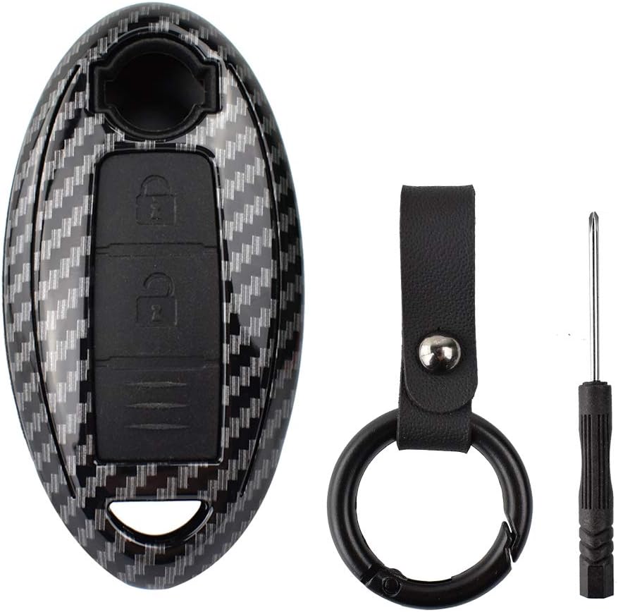 XUKEY Carbon Fiber Style Shell Car Remote Key Cover Fob Case For Qashqai Pulsar March 370Z Micra Juke Note Tiida Wingroad NV200 Leaf Cube