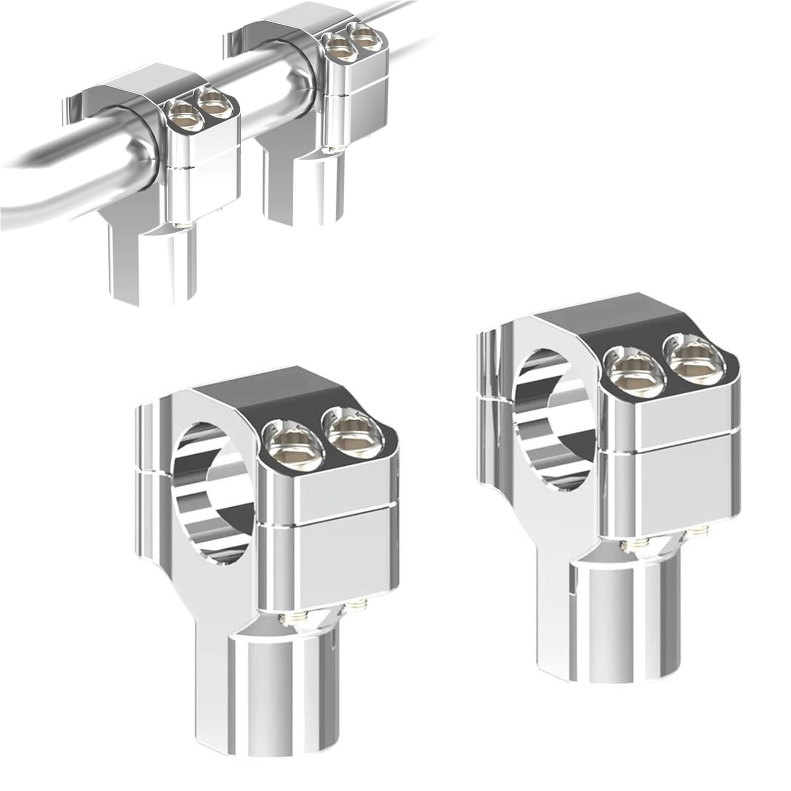 Colliers de serrage guidon 1.25 chrome pour virées en Harley Road King