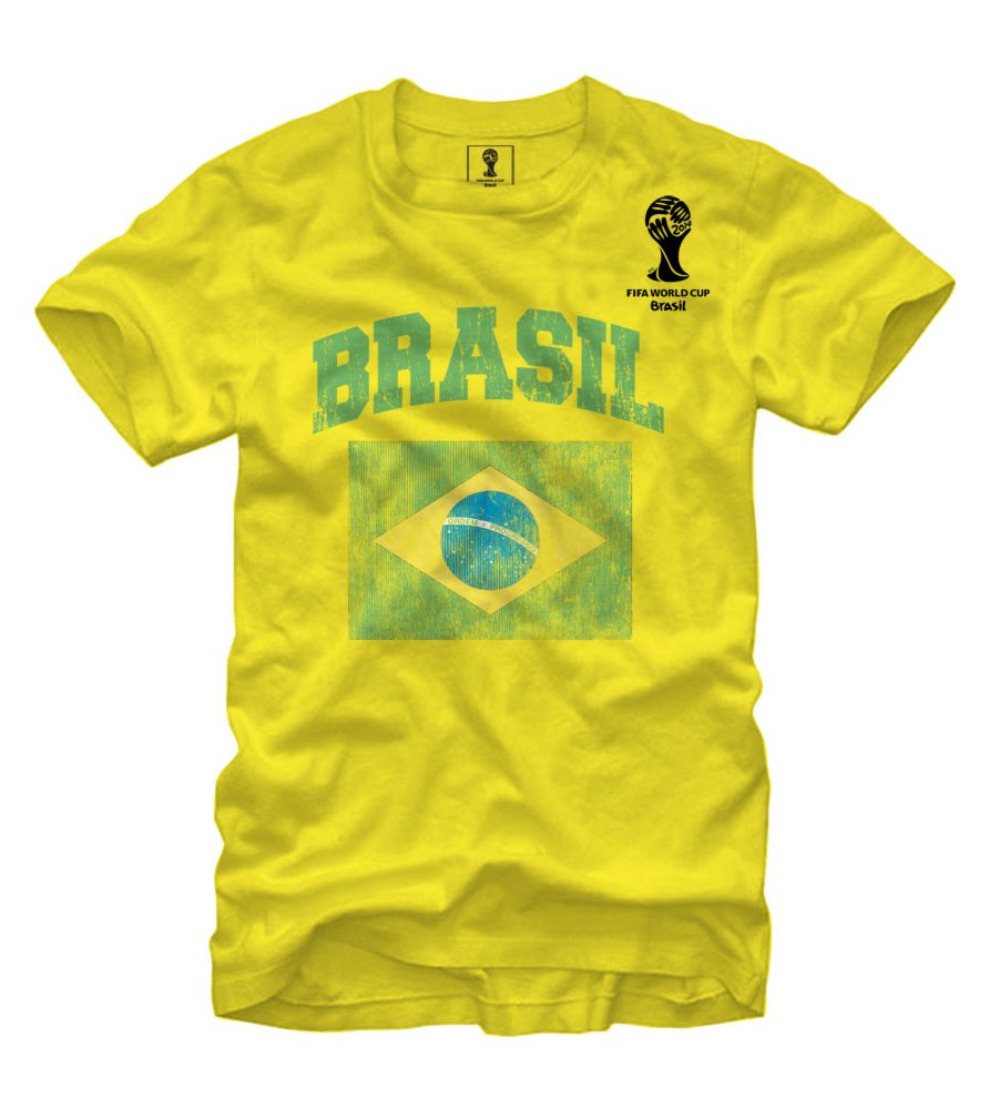 FIFA Brasil Soccer 2014 World Cup Flag Yellow T-Shirt