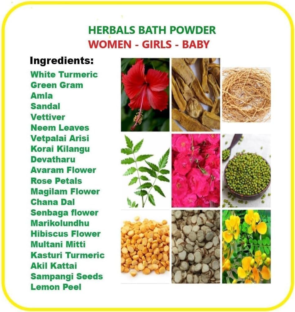 UE Her.bal Bat.h Powd.er 100 Grms | 21 Her.bal Nal.angu Ma.avu | .Ubtan. Ba.th Pow.der | Sunni.pindi for BAB.y, Gi.rls & Women (100% Natural) for Bo.dy Sc.rub | .Fac.e Pac.k | Mask (Pack of 1)