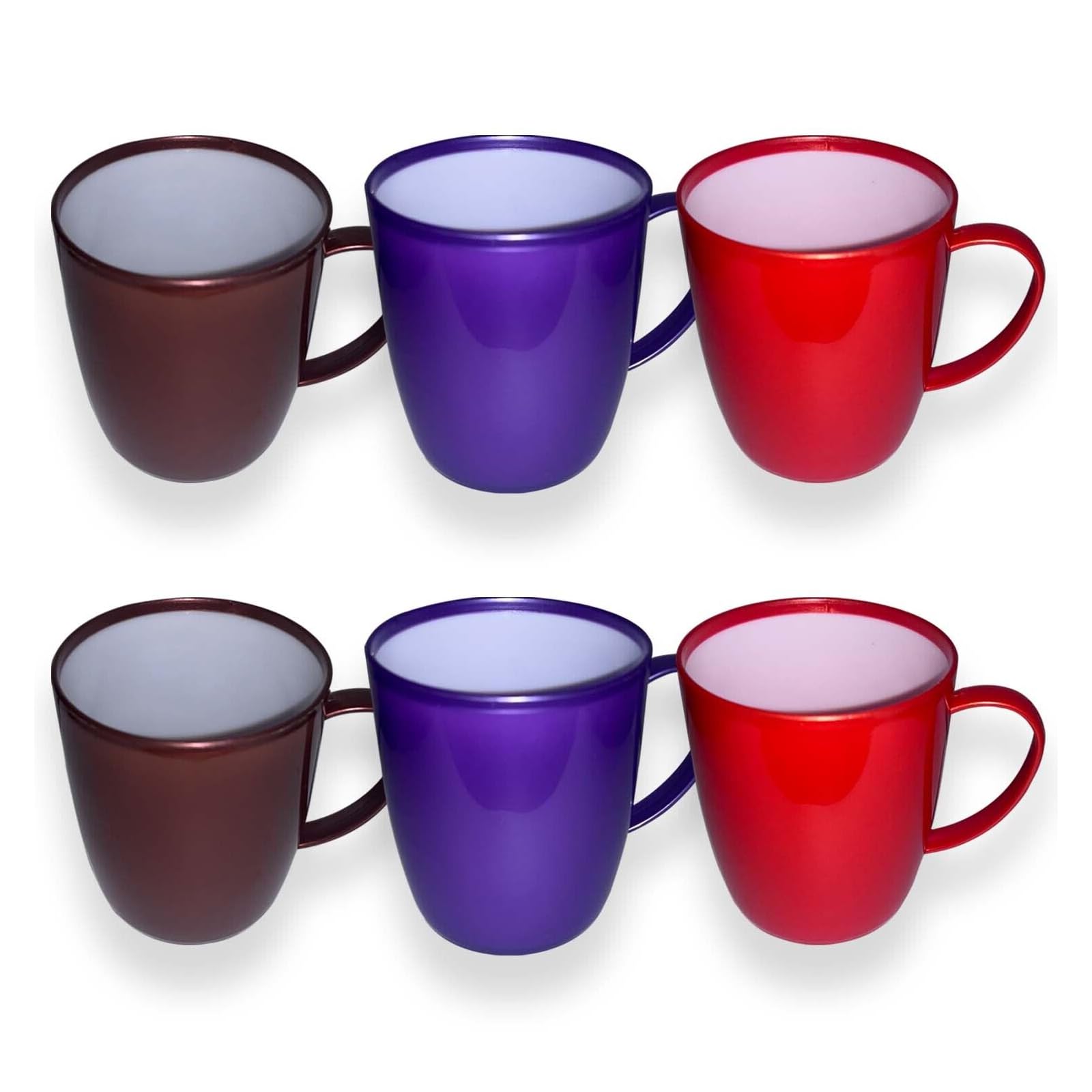 KANSY Plastic Mug with Handle, Lightweight Unbreakable Reusable Cups for Adults Elderly, Kids to Drink Hot, Cold, Coffee, Tea