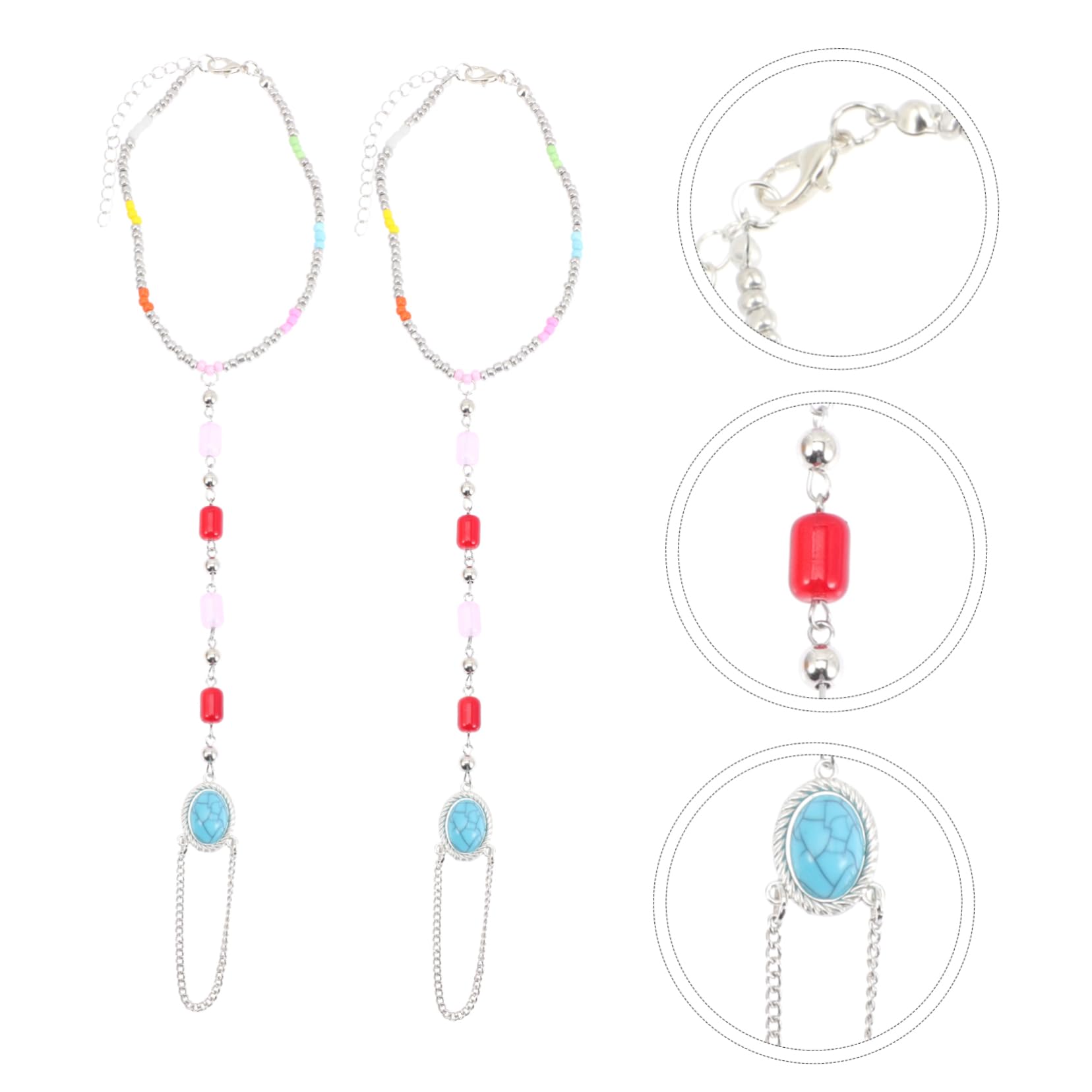FRCOLOR Cadena Para El Dedo Del Pie Cadena Para El Tobillo Cadena Para El Pie Tobillera Con Cuentas Tobilleras De Cadena Para Mujer Tobilleras De Verano Joyería Para El Tobillo