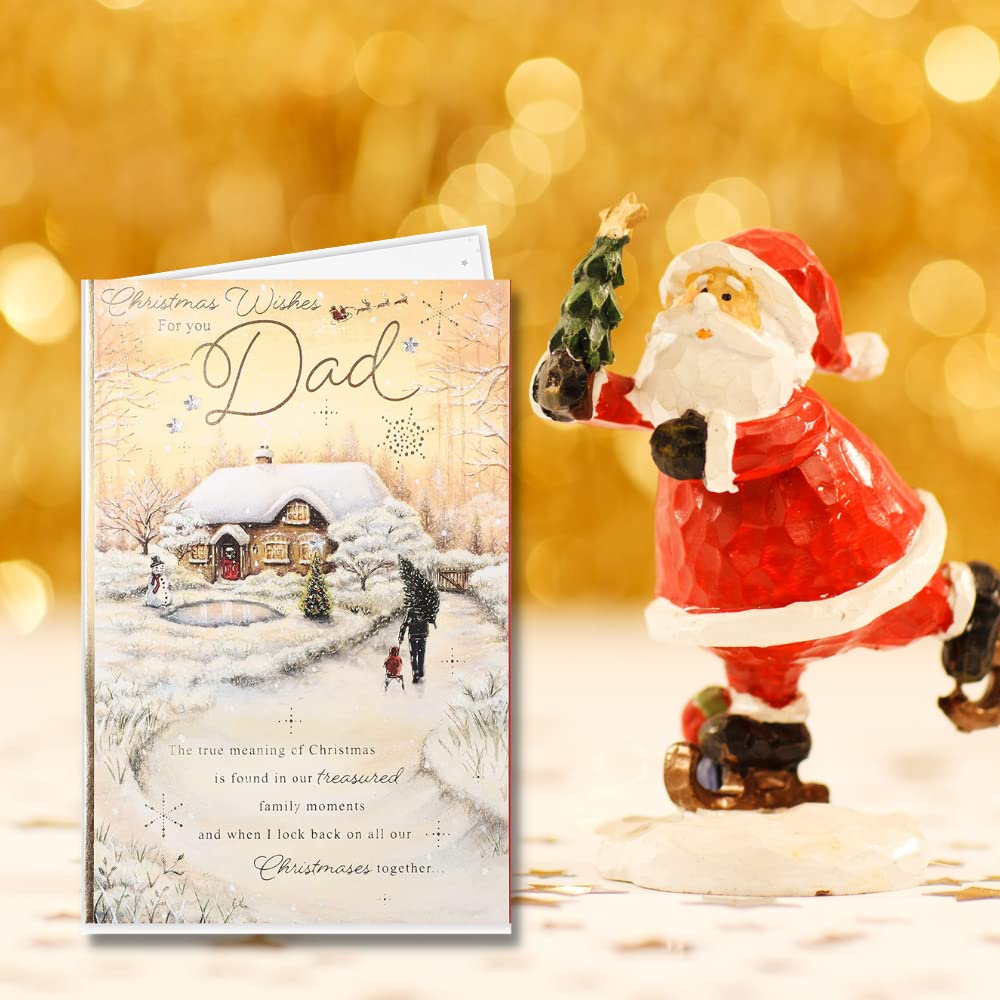 Clintons: Dad Snowy Cottage Scene Christmas Card, Multi-Colour, 155 x 235 (1181308) - Image 4
