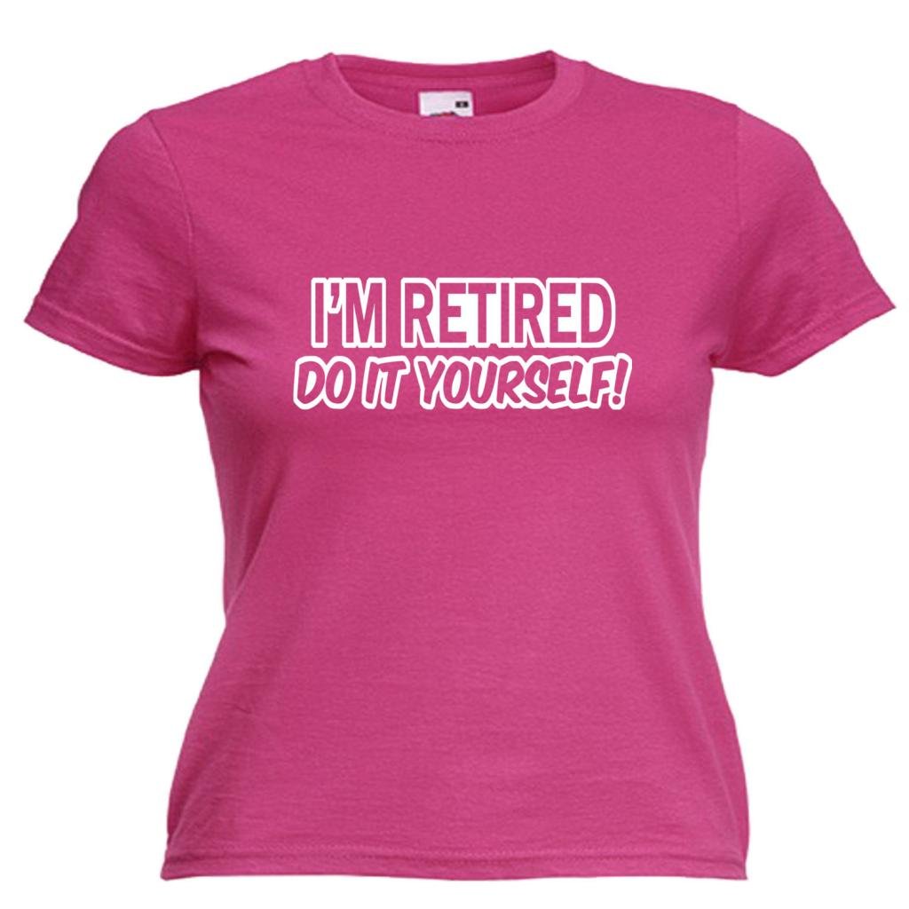 shaniztoons Retired Retirement Funny Gift Womens Ladies Lady Fit T Shirt Small Fuschia