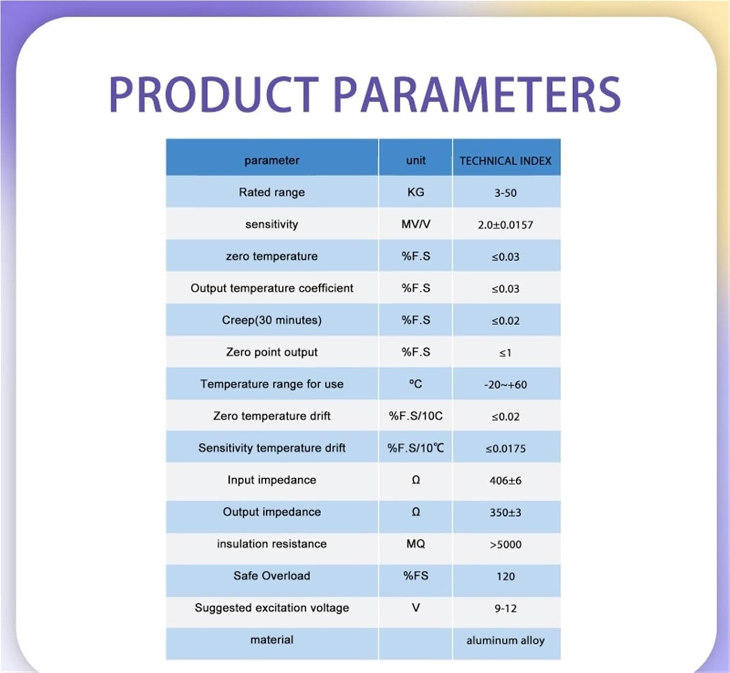 Single Point Load Cell Sensors T100 Parallel Beam Weighing Sensor Electronic Scale Pressure Balance Transduce Aluminum Alloy(50kg)