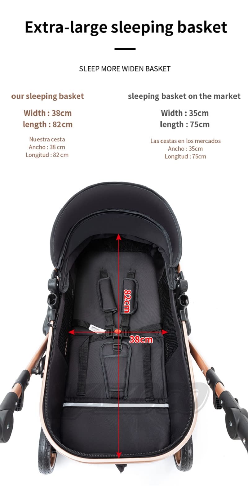 trio passeggino neonati in offerta fino 25 kg,Carrozzina reversibile fronte mamma e strada, Pieghevole，Con borsa mamma, portabicchieri, Coperchio pioggia (3 in1 739 Oro nero)