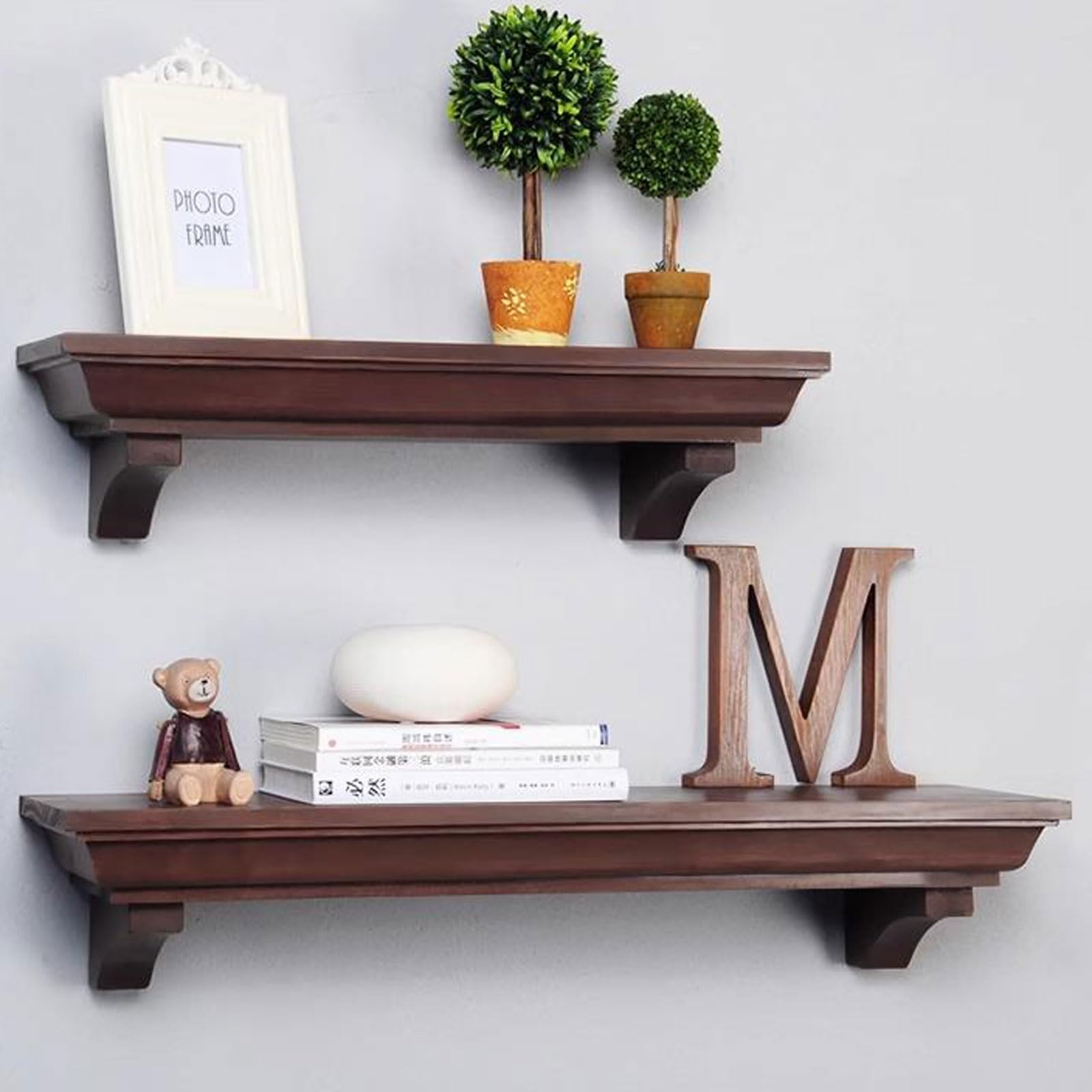Mensola galleggiante Mensole sospese for la casa for riporre decorazioni da parete(Walnut,150 * 20 * 16cm)