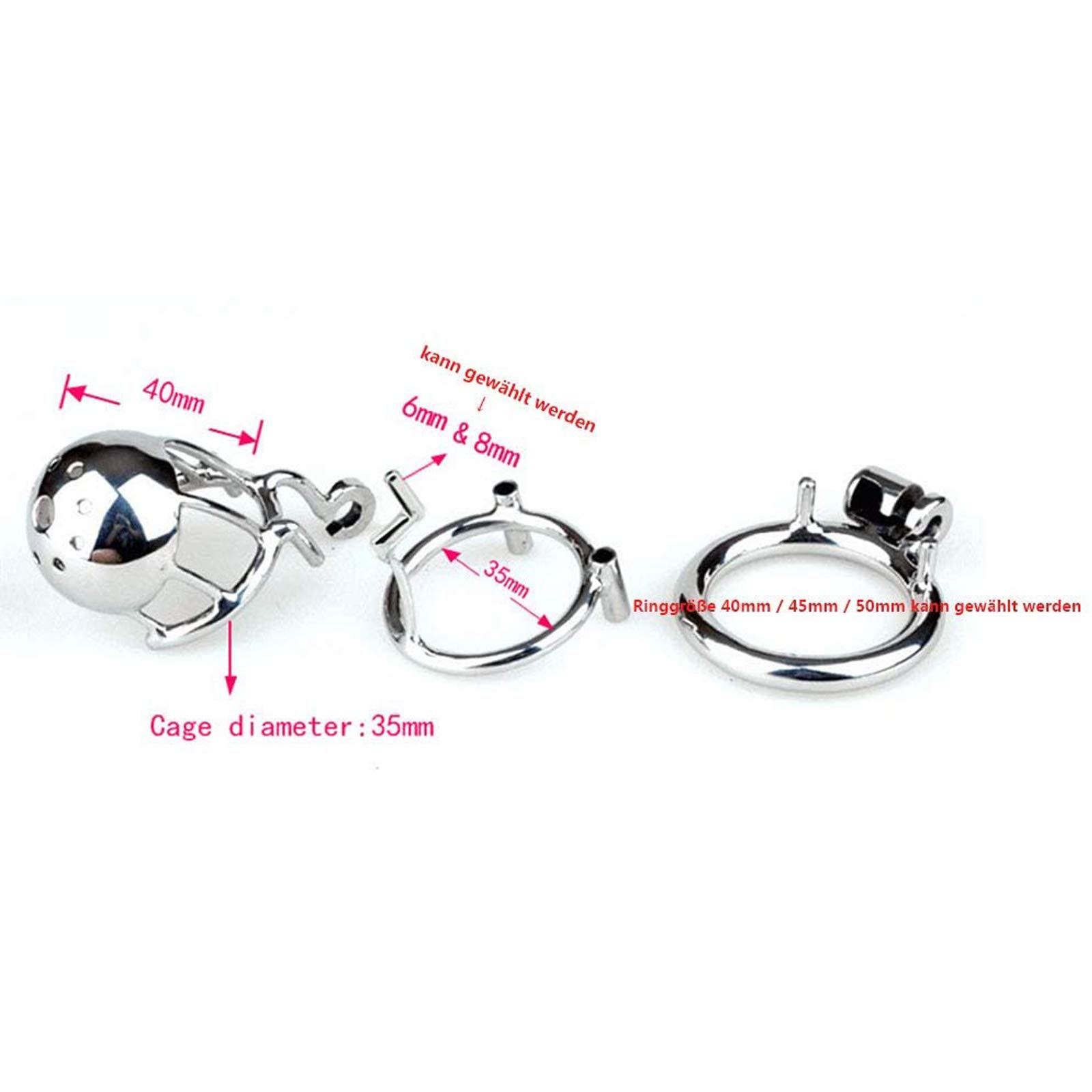 Dispositif de chasteté pour Homme, Cage pénienne, Ceinture de chasteté, Dispositif de Contention en Acier Inoxydable,40mm/ 1.5in Diameter 8