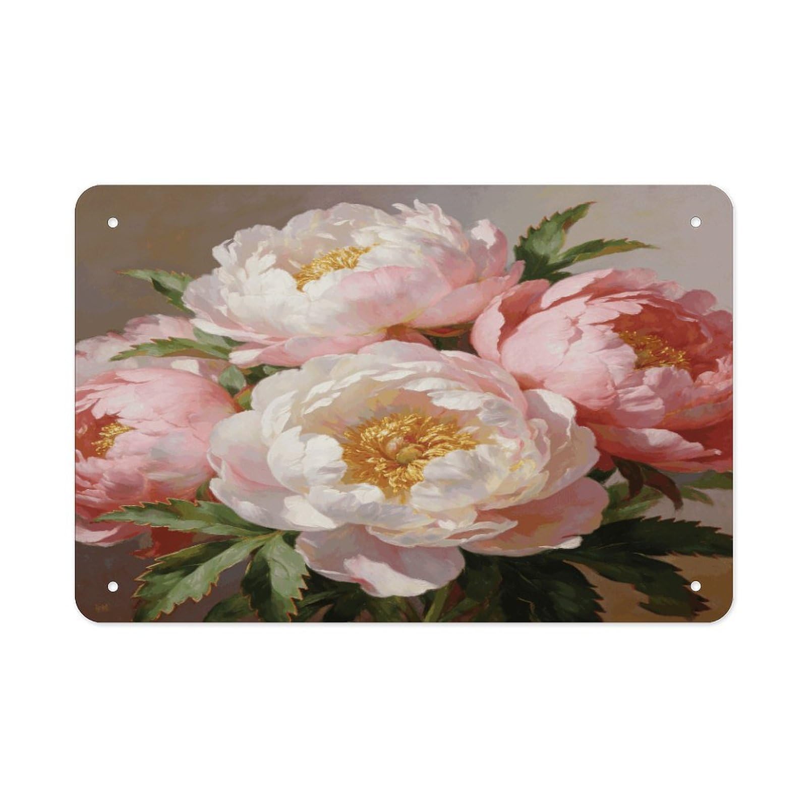 Fodpand Style Peony Wall Art Metal Tin Signs Bar Metal Tin Sign Wall Decor For Home Living Room Bedroom Toilet Hotel Halloween Decor Gifts 7.9X 11.8 Inch