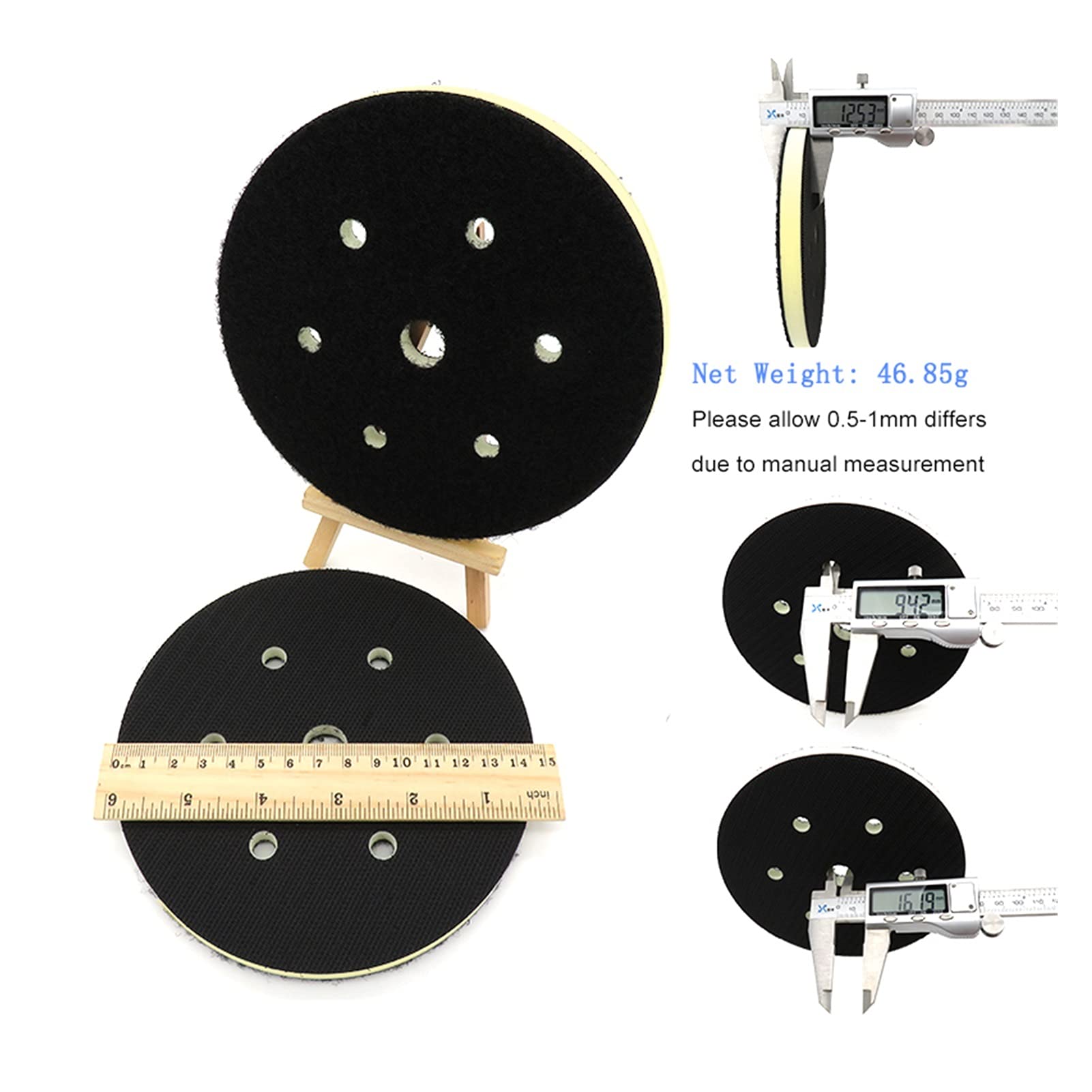 Cepillo de esponja de lija lijado 5pcs 6 "150 mm de 7 orificios de la PU de espuma de la PU de la PU de la interfaz de la densidad de la densidad media y la almohadilla de pulido de lijador de lijador
