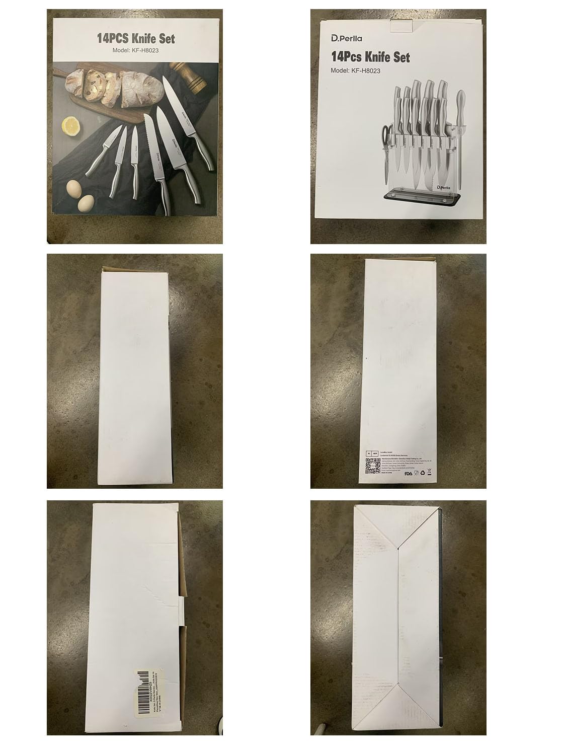 D.Perlla 14 Pièces Set de Couteaux de Cuisine, pour Chef Professionnel, Forgé à Partir D'acier Inoxydable à Haute Teneur en Carbone, Porte Couteau en Acrylique