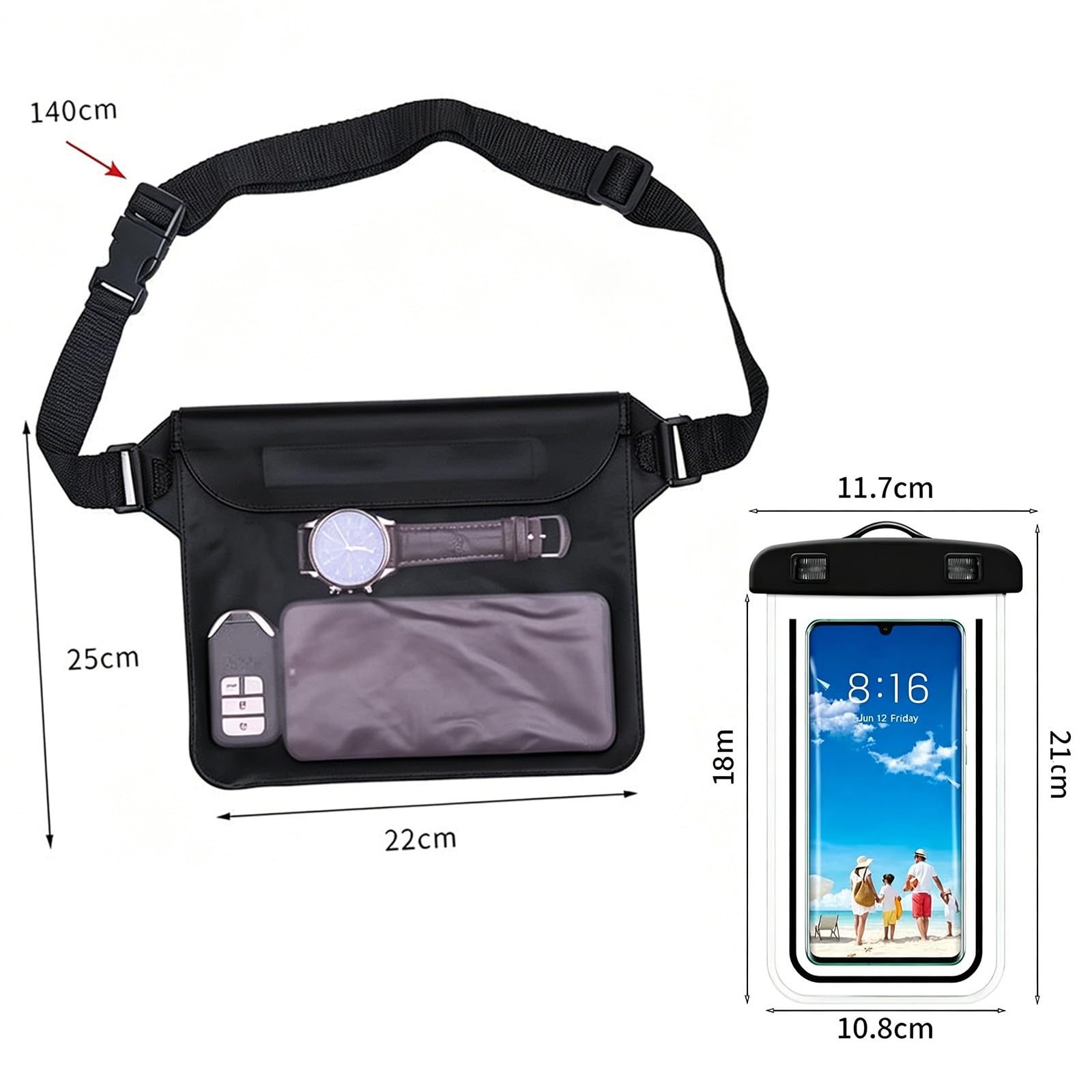 3 Bolsas Impermeables para Proteger Teléfonos Móviles, Tarjetas, iPad y Dinero en Efectivo del Agua, Adecuado para Deportes Acuáticos, Rafting, Natación, Snorkel, Kayak, Pesca