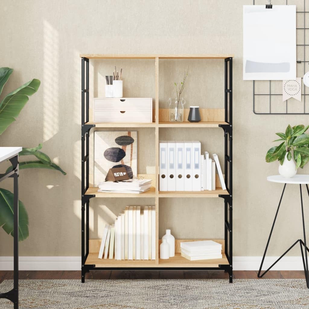Scaffale da soggiorno per libri e decorazioni, in rovere Sonoma, 78,5 x 33 x 117,5 cm, materiale in legno per libri, soggiorno, studio, ufficio