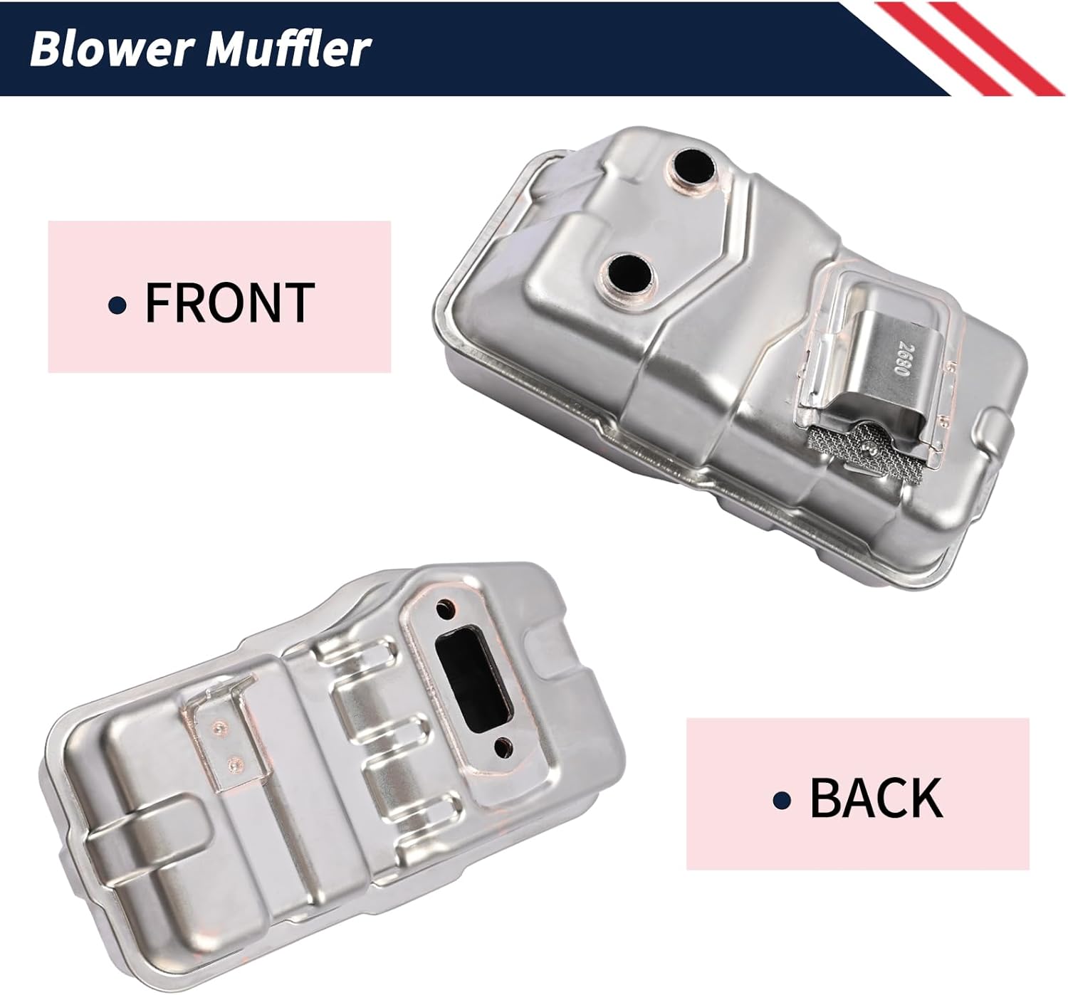 Blower Muffler P100012130 Compatible with ECHO PB-8010H PB-8010T PB-9010H PB-9010T Compatible with Shindaiwa EB810 EB910 Backpack Blowers Muffler Replace P100-006321