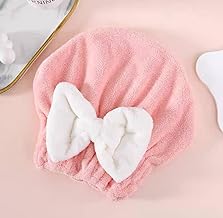 قبعة شعر جافة على الطريقة اليابانية للنساء فائقة الامتصاص وسريعة الجفاف ملفوفة بمنشفة لمسح الشعر قطعة أثرية شامبو للبالغين قبعة استحمام للشعر الطويل (وردي)