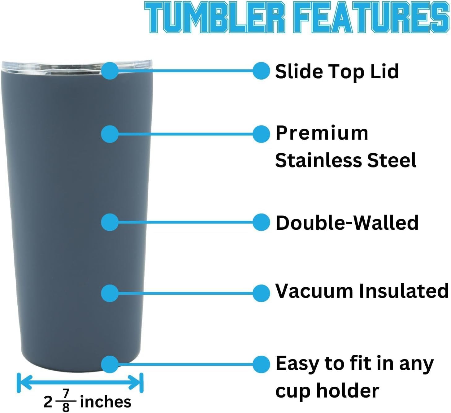 Officially Licensed Collegiate Stainless Steel Tumbler - Double Walled Insulated Travel Tumbler with Slide Lid - 18 oz (Connecticut) - Image 5