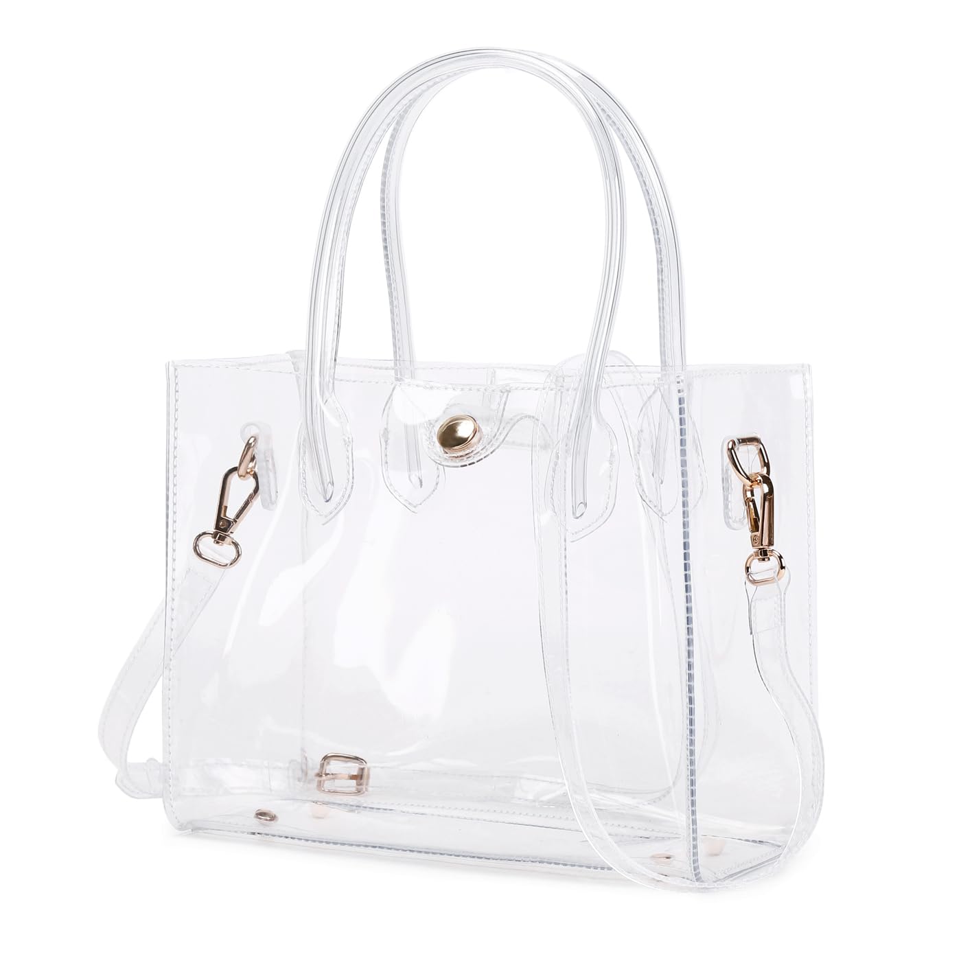 Womens Clear Purse Clear Tote Bag Stadium Approved Clear Bag PVC Plastic See Through Working Bag
