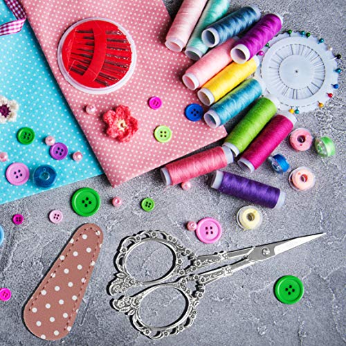 Hisuper 4.5Inch Embroidery Scissors With Leather Scissors Cover, Silver Sewing Craft Scissors Small Precision Scissors For Embroidery Crafting Art Work Needlework Diy Tool #TOP5