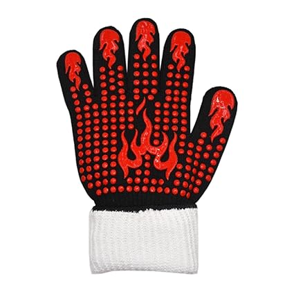 Ubersweet Barbecue Oven Gloves Thick Double Layer Gloves Anti-scalding for BBQ red