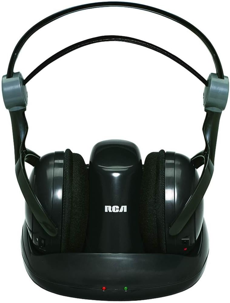 RCA Wireless Overear Stereo Headphones, Transmits Audio Signal up to 150 Feet, 40mm Speakers for Outstanding Sound Performance, Phase-Lock Loop Technology Locks in Frequency to Prevent Signal Loss