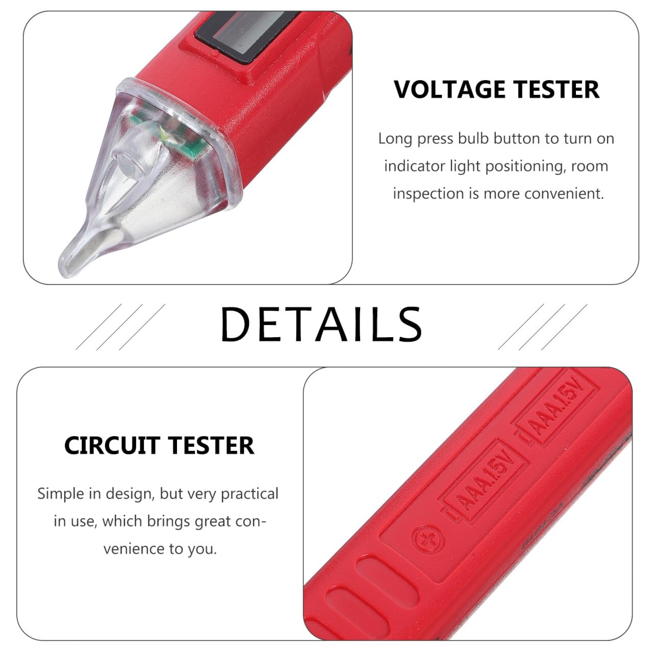 Non-Contact Voltage Tester Pen 12-1000v Live Wire Tester with Flashlight Voice Prompt Electrical Testing Tool for Home and Car Use