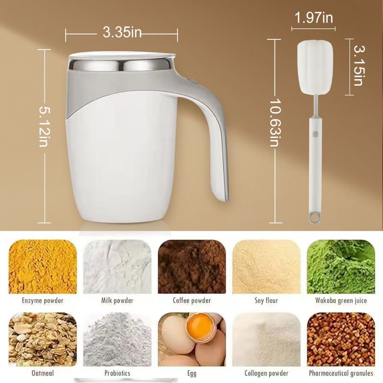 Jieclem Rechargeable Self-Stirring Coffee Mug, 2025 Upgrade, Automatic Magnetic Stirring, Stainless Steel, Portable, with Lid