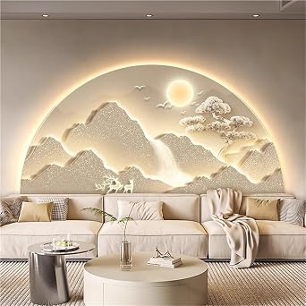 Large Wall Art with Light, Plug-in Power Supply LED Wall Art Decoration Lamp, Modern Decorative Painting for Living Room, Corridor, Office Gold, 15.7 * 31.5in