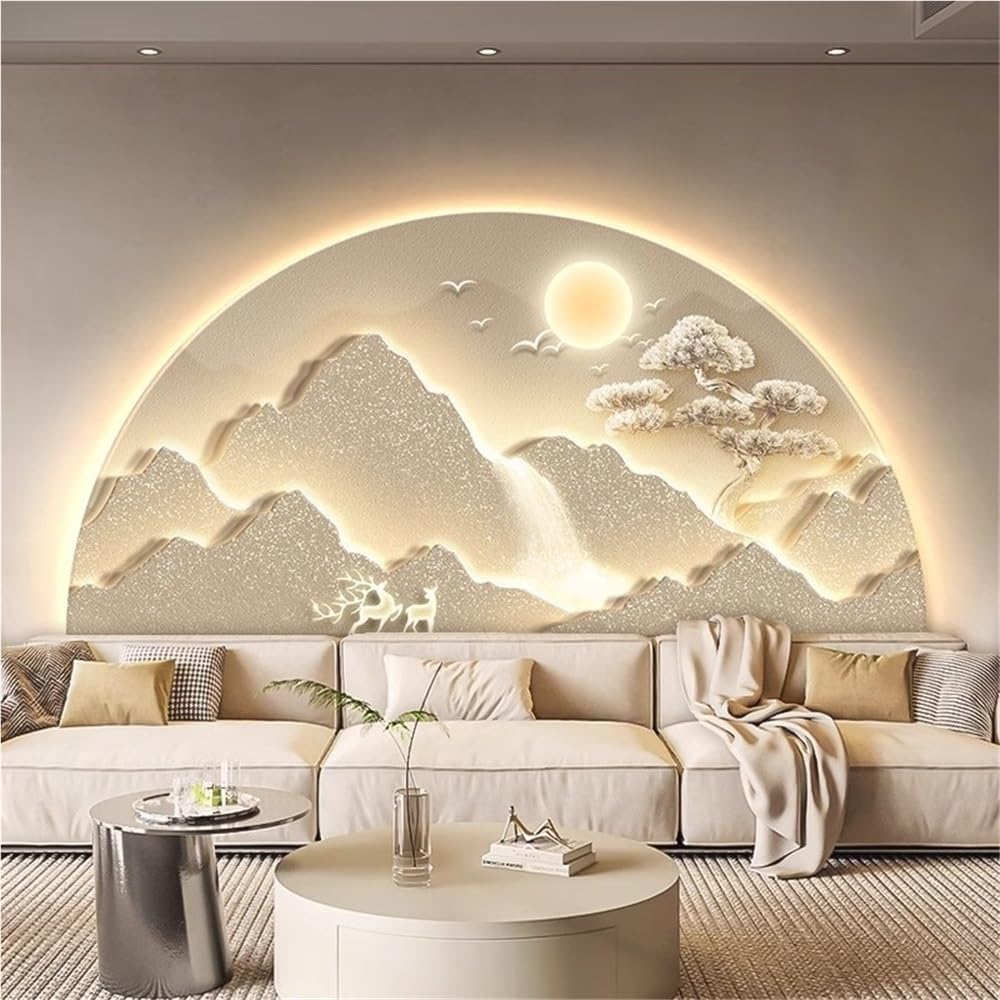 Decoración de Pared Grande 3D, lámpara LED Decorativa, Escultura de Pared, Ideal para Sala de Estar, Pasillo y Oficina (Dorado, 40 x 80 cm)