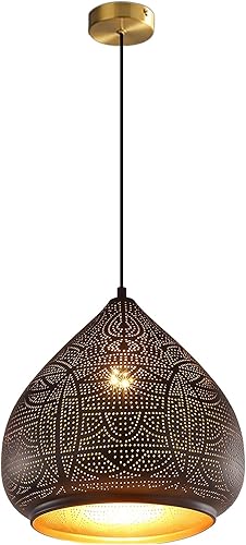 Lámpara colgante vintage negra para casa de campo, luces colgantes de metal de hierro, lámpara colgante de techo retro para isla de cocina, diseño