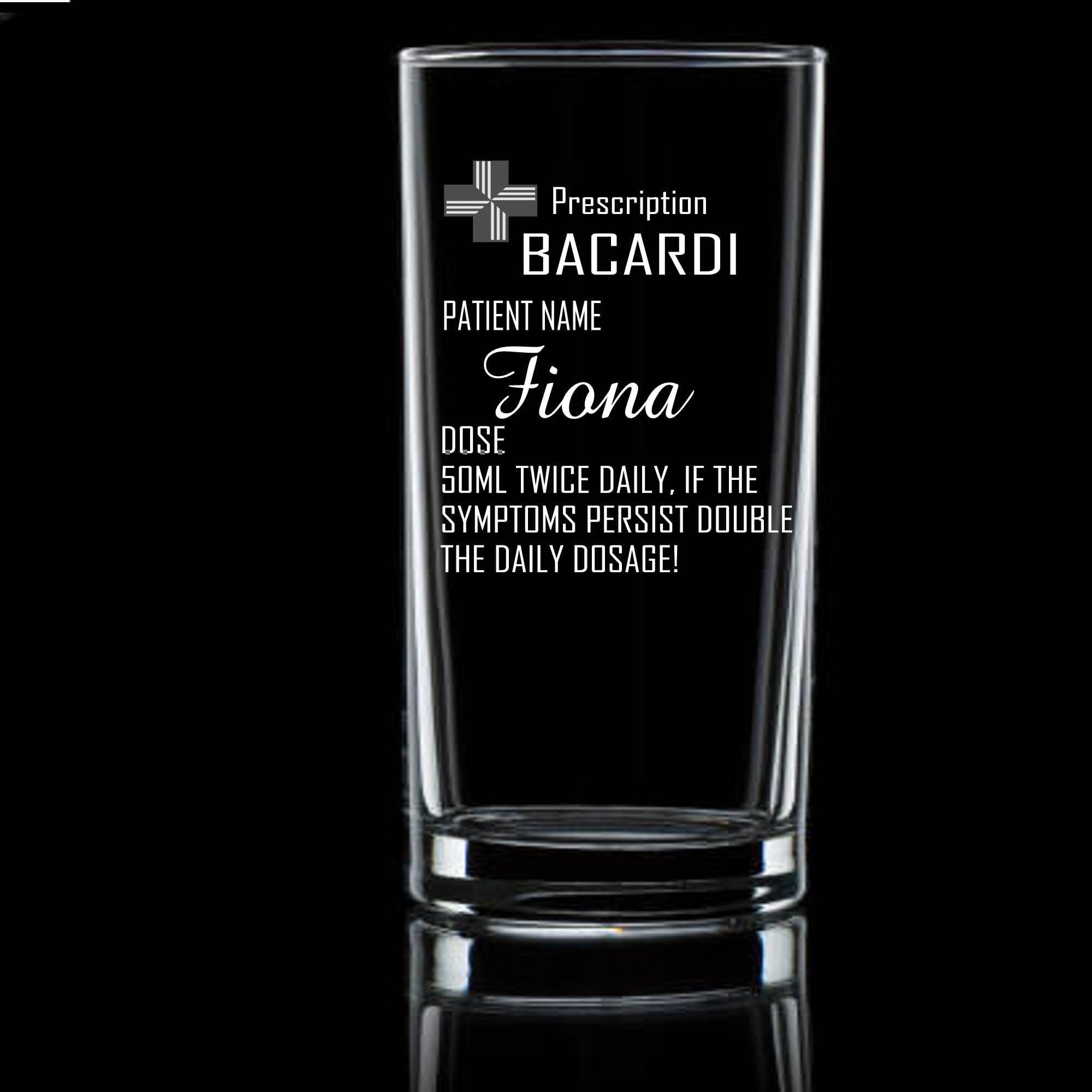 Personalised Engraved Prescription White Rum Highball Glass
