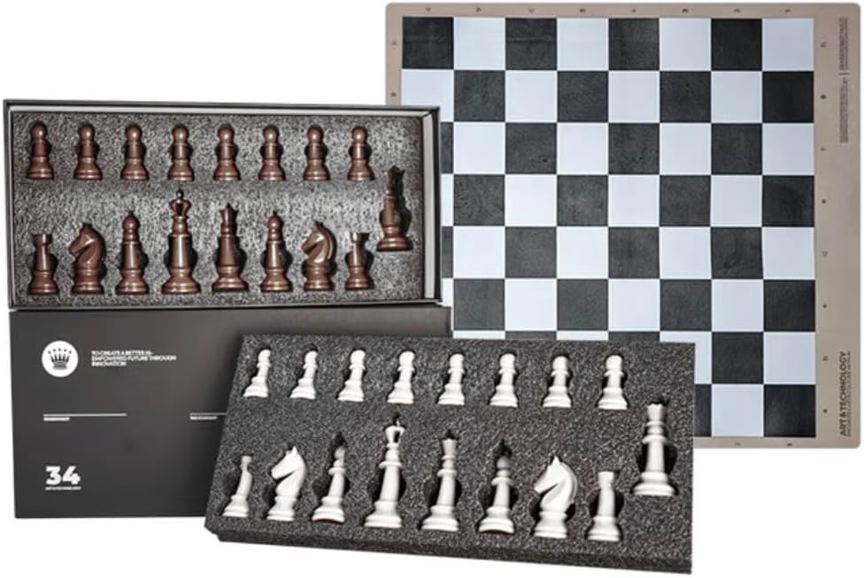 SenseRobot Chess Set – Magnetic Chess Pieces Compatible with SenseRobot R3, Roll-Up Nylon Chess Board for Standalone Play, Portable Travel Set with Case
