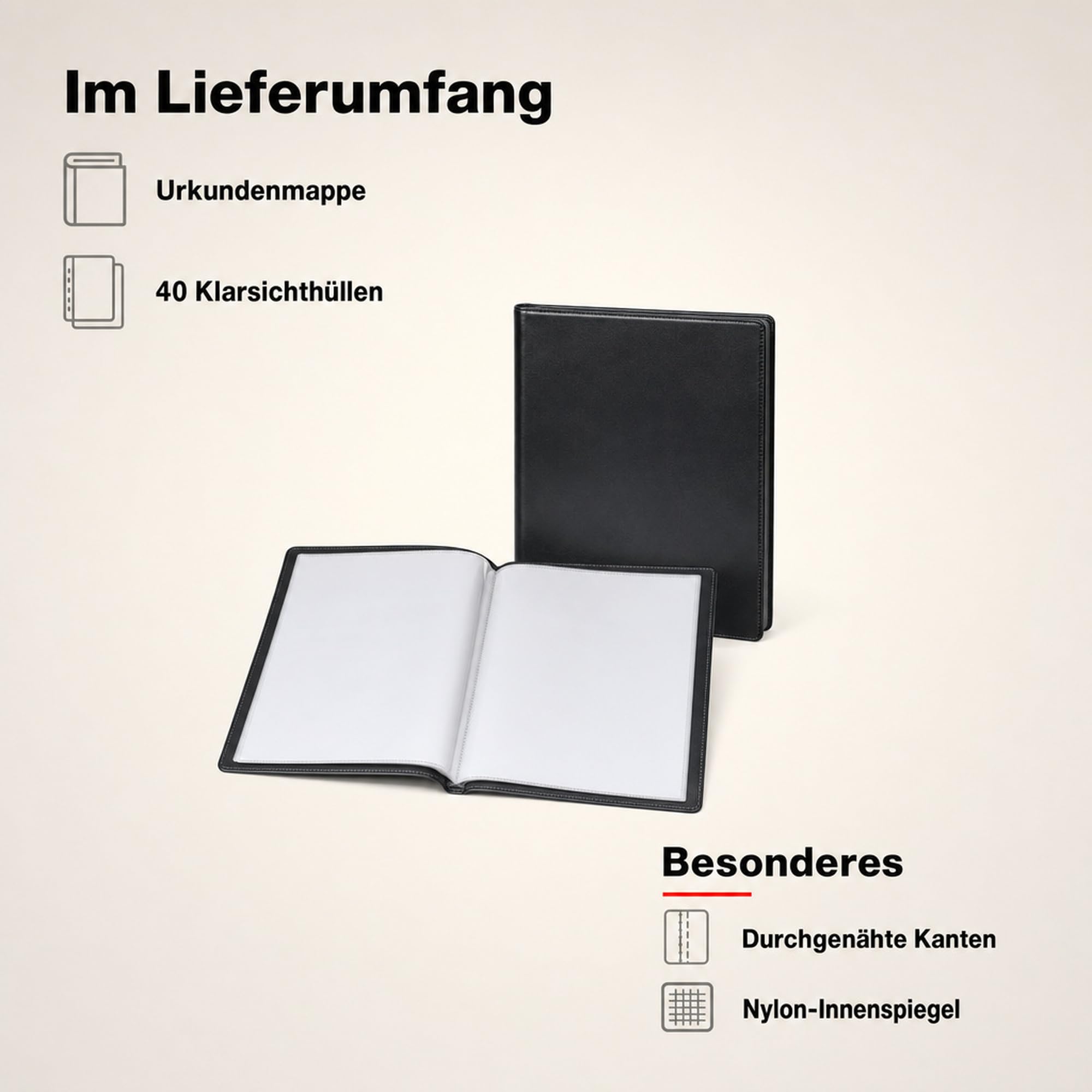 Leuchtturm1917 320023 Urkunden-Mappe, 40 Hüllen | dokumentenecht, schützende Aufbewahrung für Zeugnisse und Zertifikate, Innenmappe austauschbar