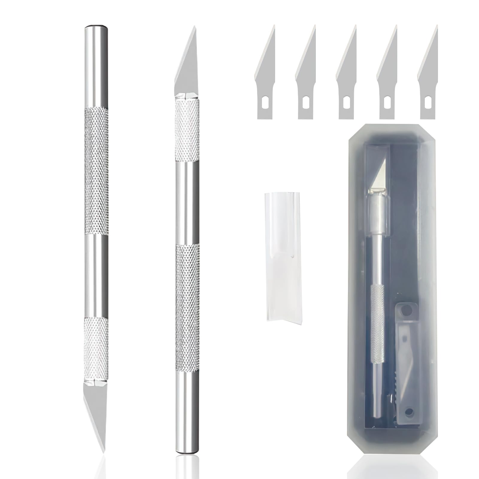 SULIVESHobby Knife Set with 5 Spare Blades - Ergonomic Aluminium Handle - Precision Craft Knife for Art, Sculpture, and DIY Crafts