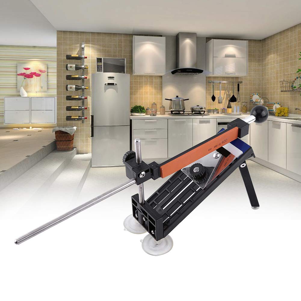 Dioche Afilador de Cuchillos,Afilador de Cuchillos Profesional, con 4 Piedra de Afilar,Amoladora Angular en Acero Inoxidable Kit de para Cocina Restaurante Hotel