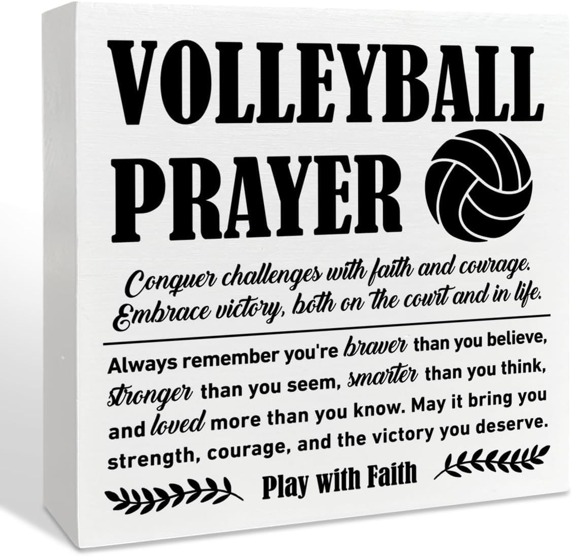 Volleyball Prayer Box Sign 5x5 Inch Inspirational Tabletop Decor