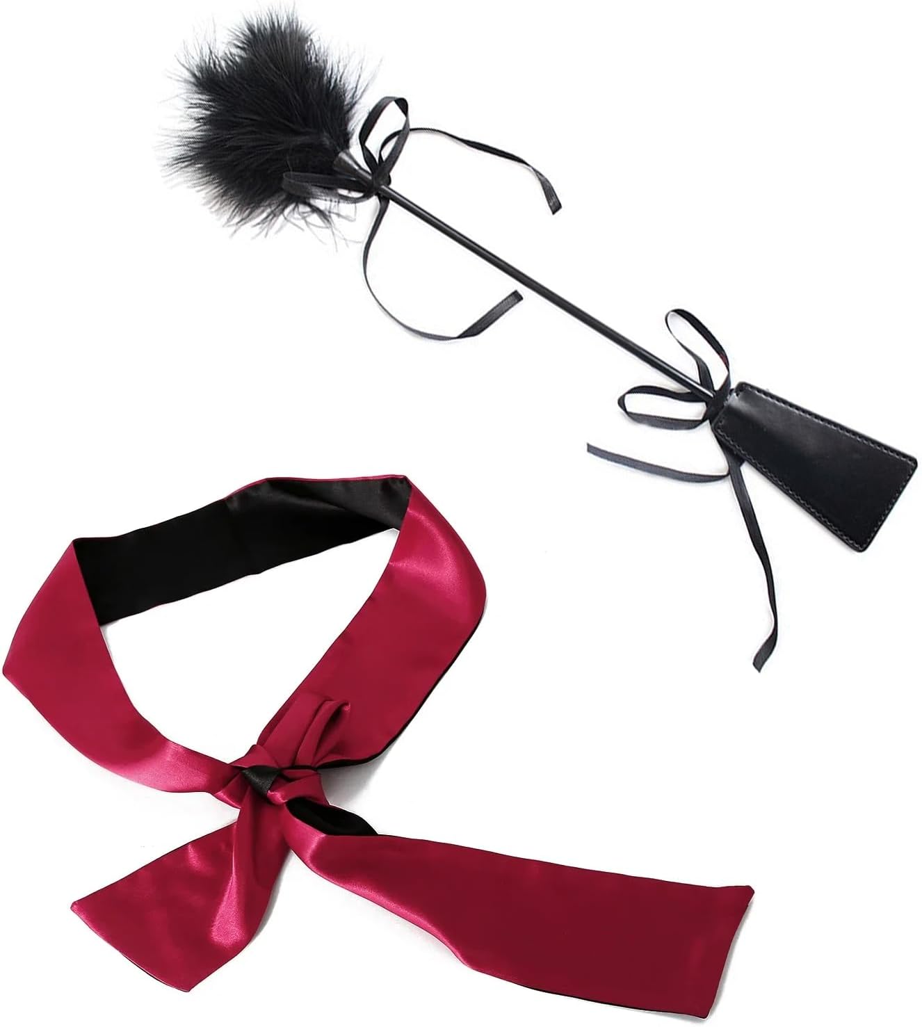 Sex Feather Tickler & Satin Blindfold BDSM Kit Adult Sex Toys for Couples, Feather Ticklers Teasers & Sex Bondage Restraints Eye Mask, SM Fetish Bondage Gear & Accessories Adult Toys for Roleplay
