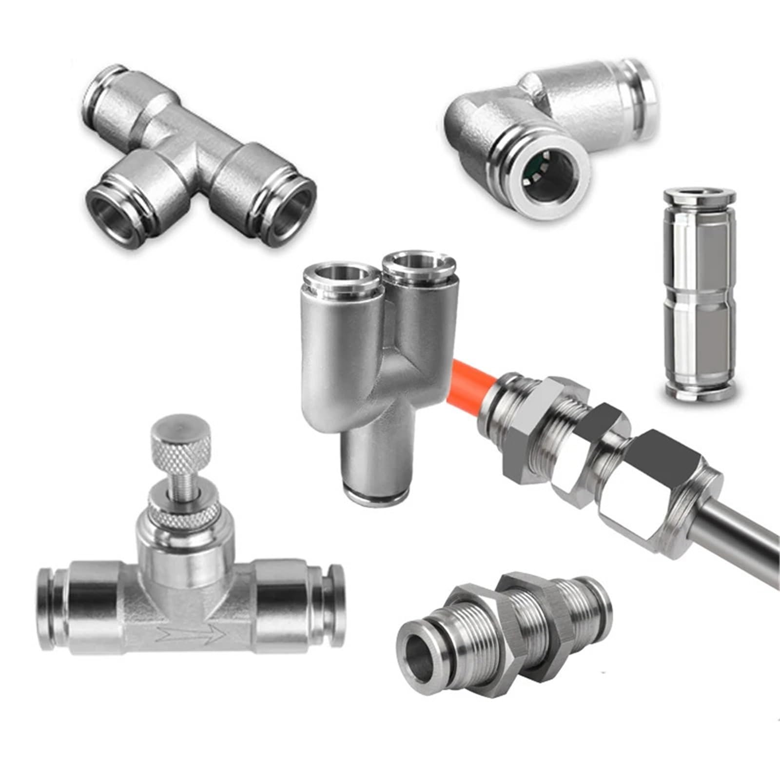 Raccordi per tubi pneumatici in acciaio inossidabile 304, in metallo, a sgancio rapido, raccordo a pressione, 1 pezzo (PU, 12 mm)