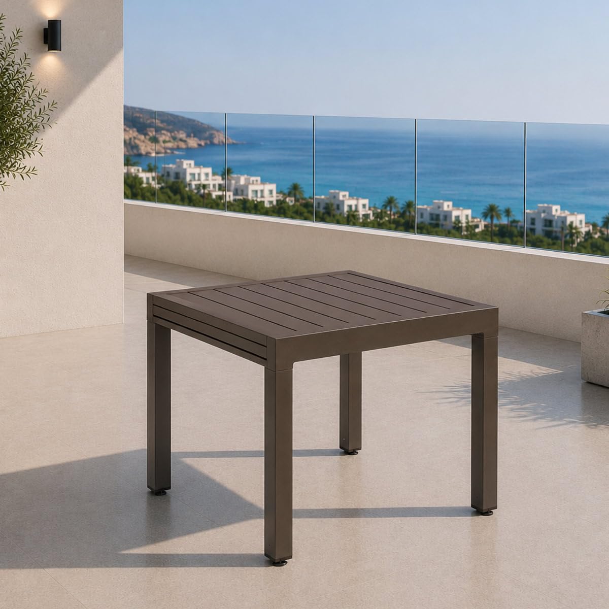 Yellowshop - HILL Tavolo da giardino quadrato allungabile per esterno in alluminio L90/180xP90xH74 cm HILDE Antracite, Bianco o Coffee (Coffee)