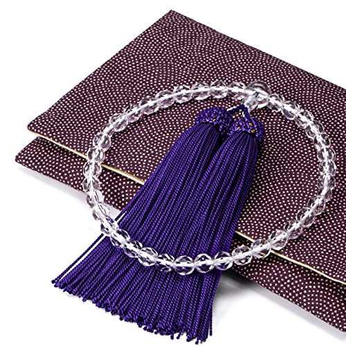 福正堂 数珠 京念珠 葬祭のプロ監修 冠婚葬祭マナーBOOK付 女性 念珠 紫+数珠袋