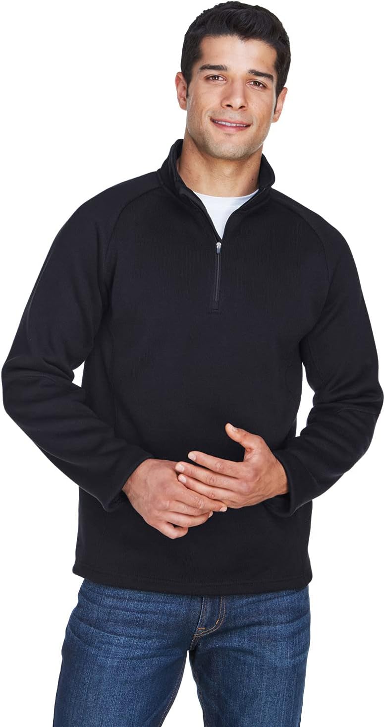 Devon & Jones Adult Bristol Sweater Fleece Quarter-Zip L BLACK
