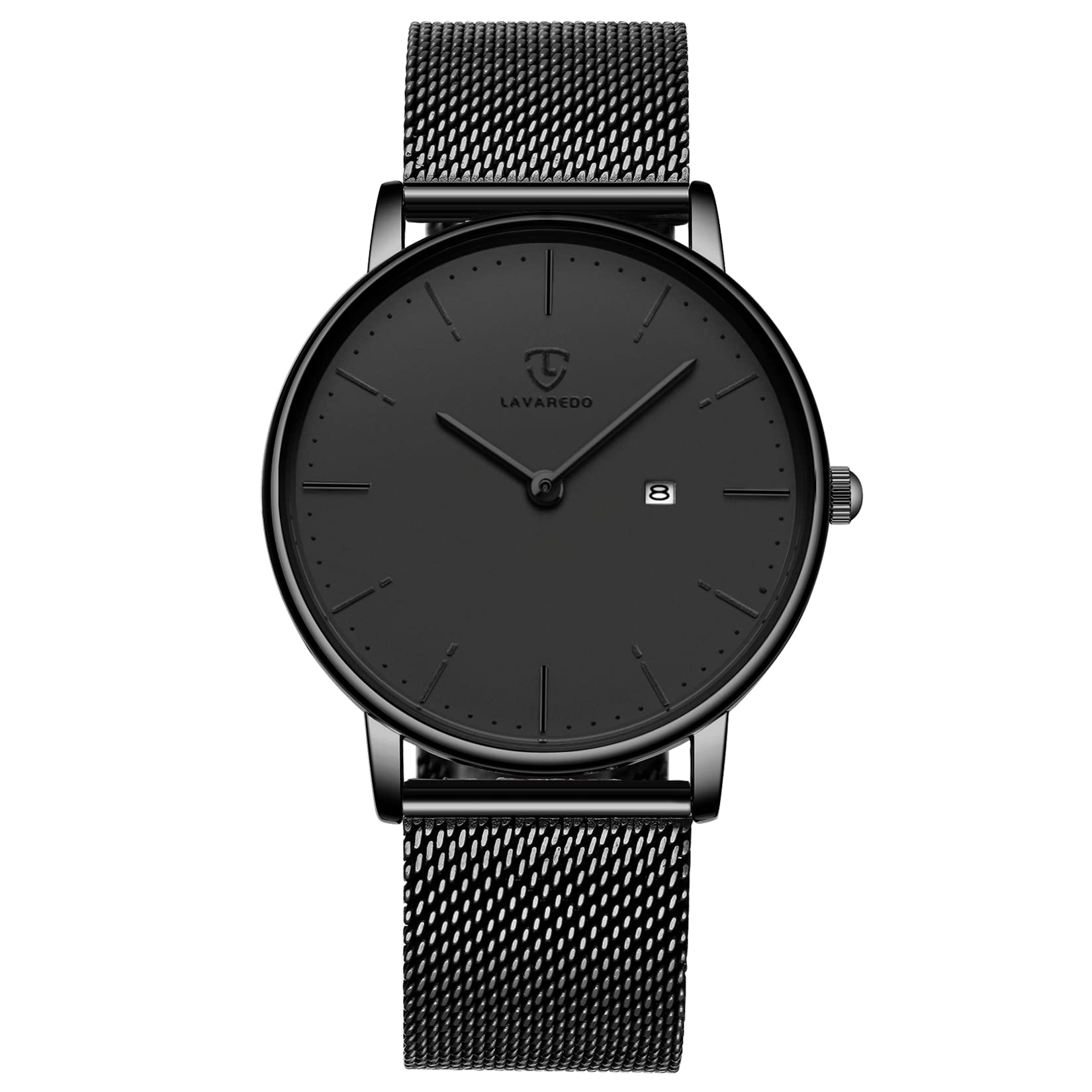 Orologio da polso da uomo, stile minimalista, semplice, con data analogica, cinturino in rete in acciaio inox