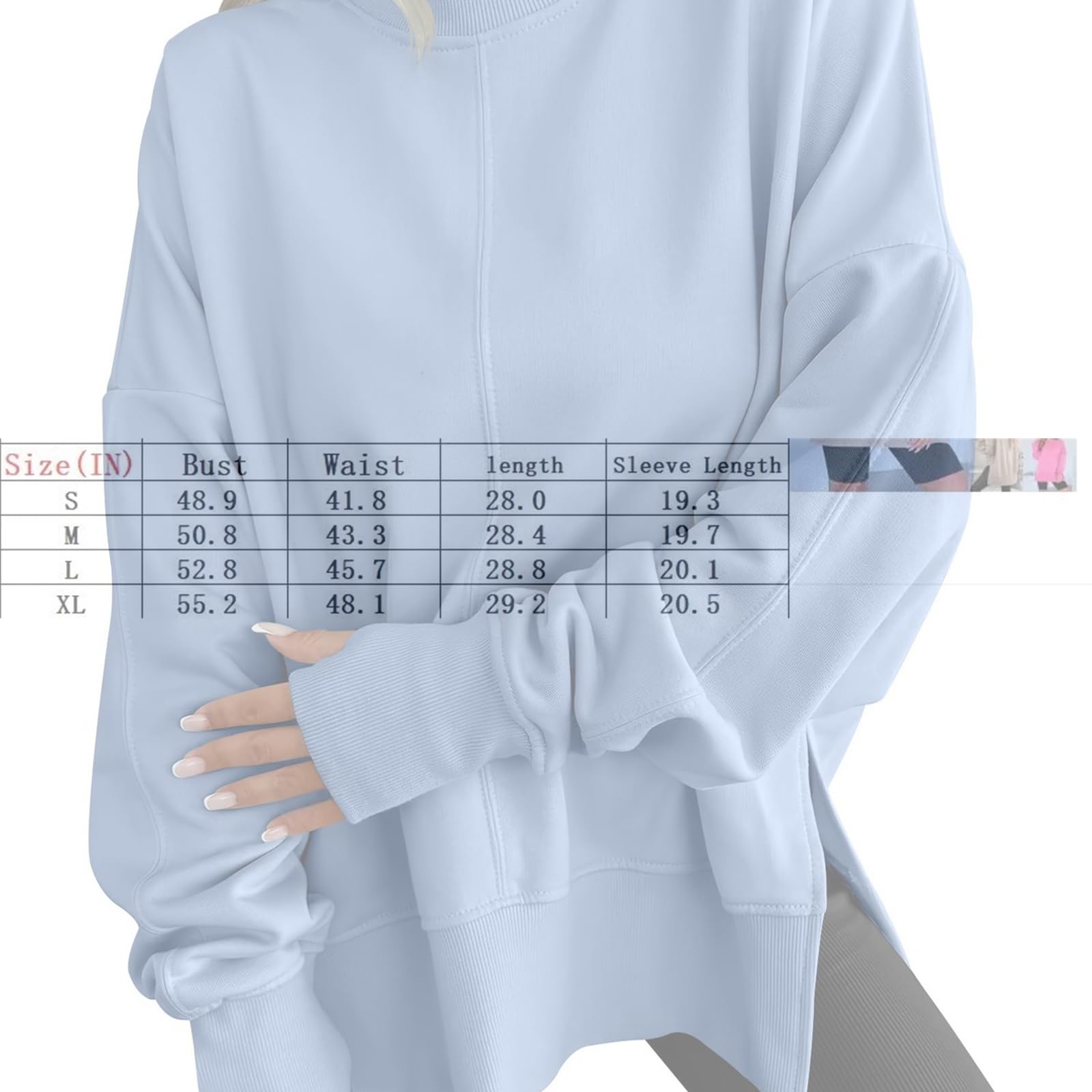 Bluza damska z otworem na kciuk, bluza z kapturem z długim rękawem, koszula, wygodna górna część swetra z rozcięciem po bokach, bluzy z okrągłym dekoltem