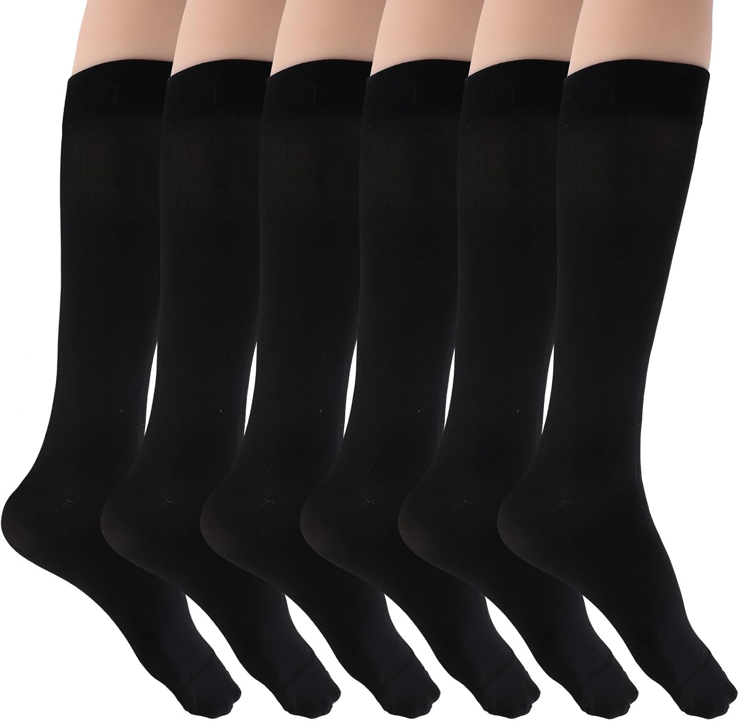 6 Pairs Knee High Black Socks Soft Long Tube Sock Over the Knee Socks for Women Uniform Dress Party - Image 8