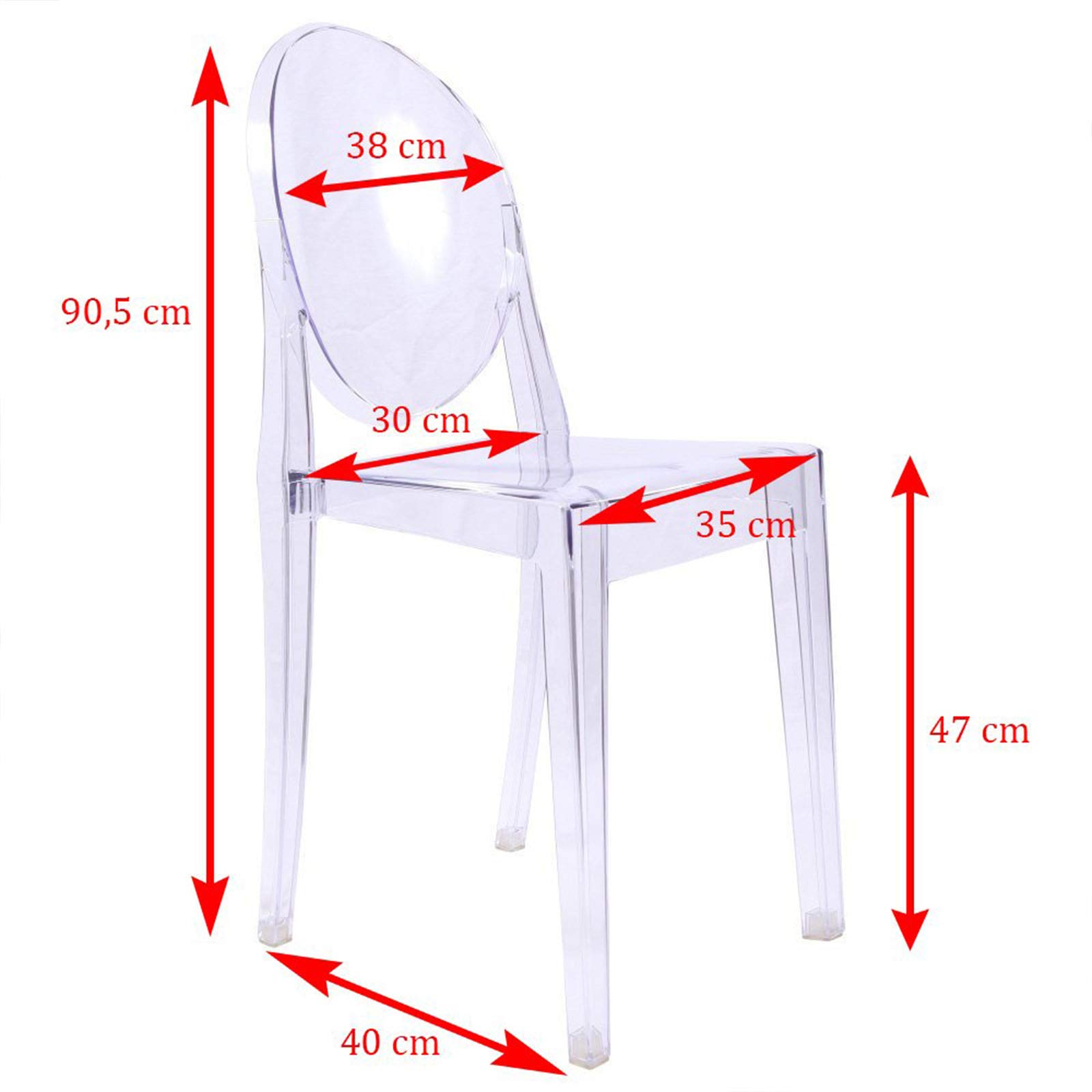 Sedia Design REGNA In Policarbonato Trasparente - 52x55x97 Cm - Resistente Agli Urti E Alle Intemperie