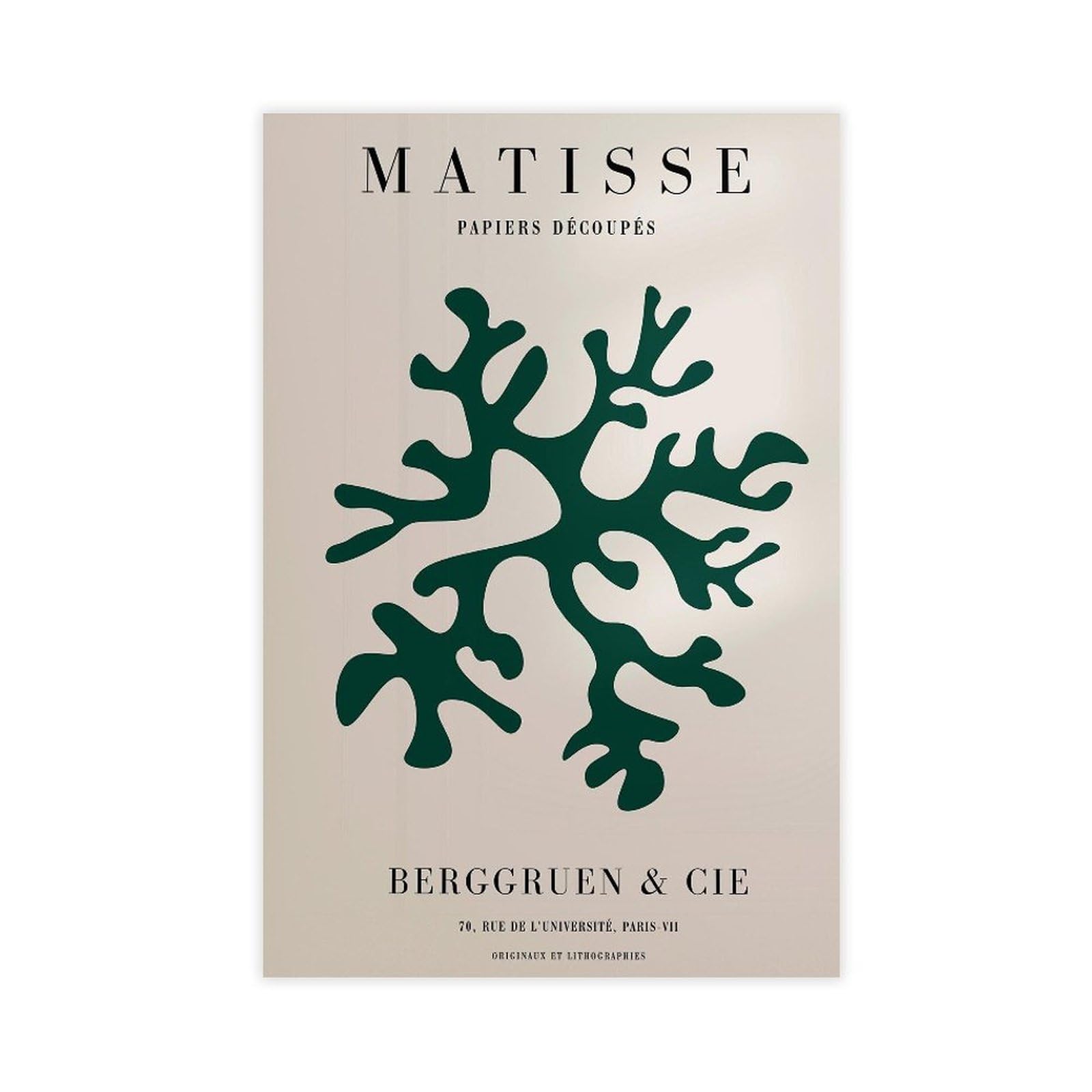 Heyanm Green Matisse Print_ Papiers Decoupes Framed Wall Art 1 Canvas Poster Wall Art Paintings For Living Room Bedroom Decoration Unframe 24X36inch