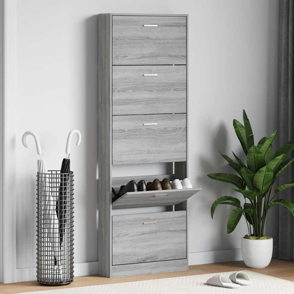 Organisateur chaussures couloir et entrée étroite meuble gris sonoma vertical 59 cm
