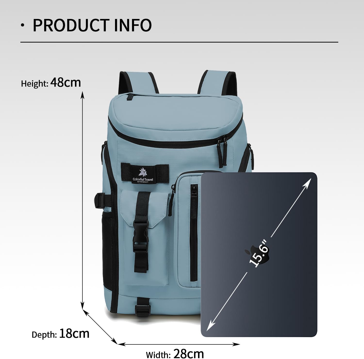 tennis mountain climbing travel backpack, independent shoe compartment for sports and fitness, waterproof 15.6-inch computer bag