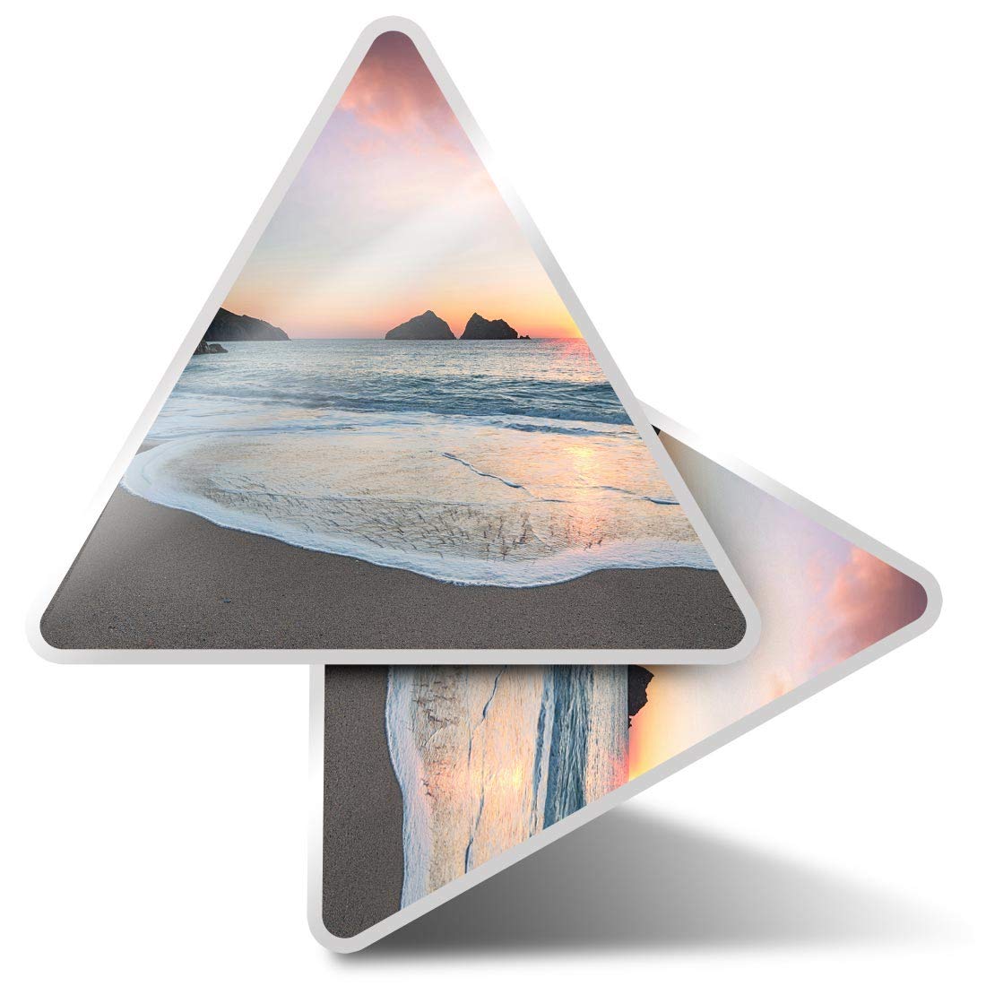 2 x Triangle Stickers 10 cm - Holywell Bay Newquay Cornwall UK Fun Decals for Laptops,Tablets,Luggage,Scrap Booking,Fridges #21692