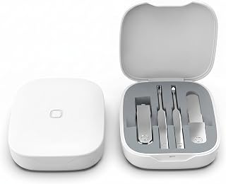 Sourcingbay 4-Piece Stainless Steel Manicure Set with Case, White