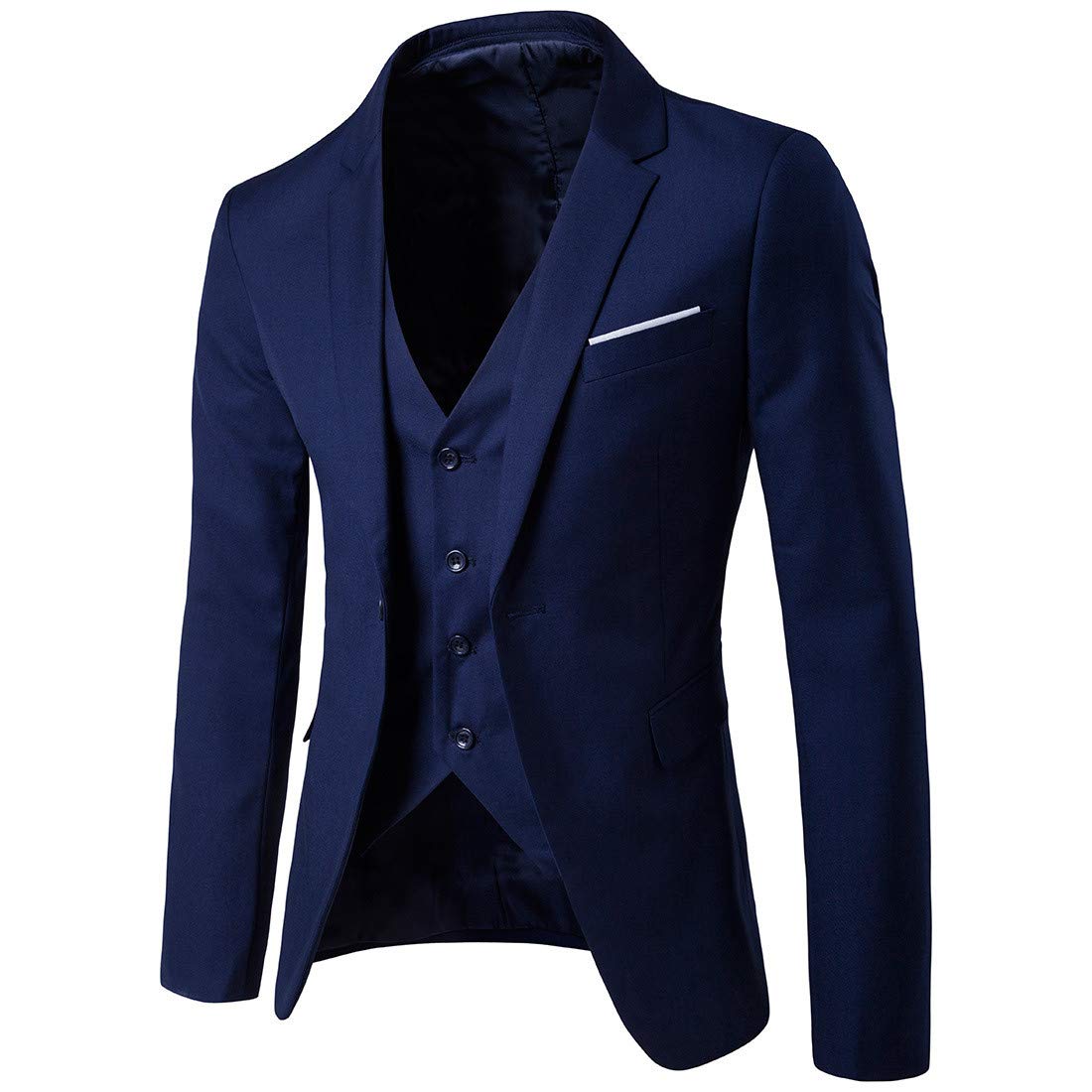 Herren Anzüge 3-teilig Slim Fit Einreihig Zwei Knöpfe Hochzeit Smoking Anzug Blazer Weste Hose